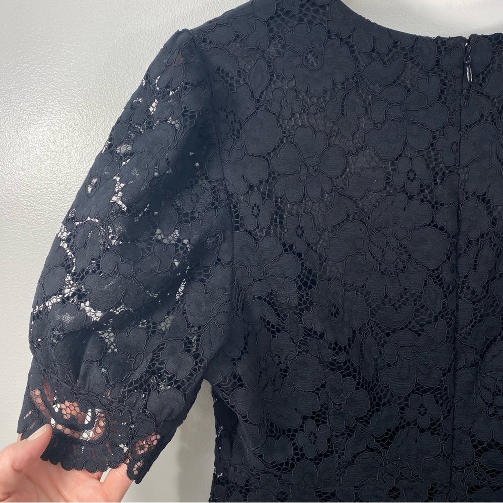 Lark & Ro Black Floral Lace Overlay Cocktail Dress LBD Little Black Dress 12 - Picture 5 of 15